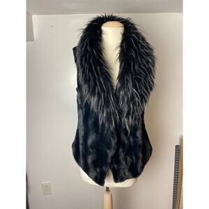 Faux Frenzi by Dena faux fur vest, S, black women's